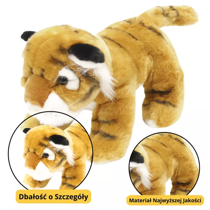 LEAN TOYS Plush Mascot Cuddly Toy Tiger Cat Brown 25cm