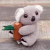 LEAN TOYS Plush Koala Keychain with Branch Gray Carabiner Gold 12cm