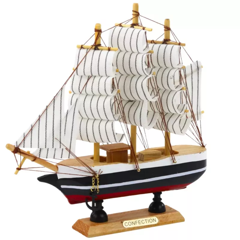 LEAN TOYS Kolekcionējams modelis Dekoratīvs burukuģis Melns un balts 21x21cm
