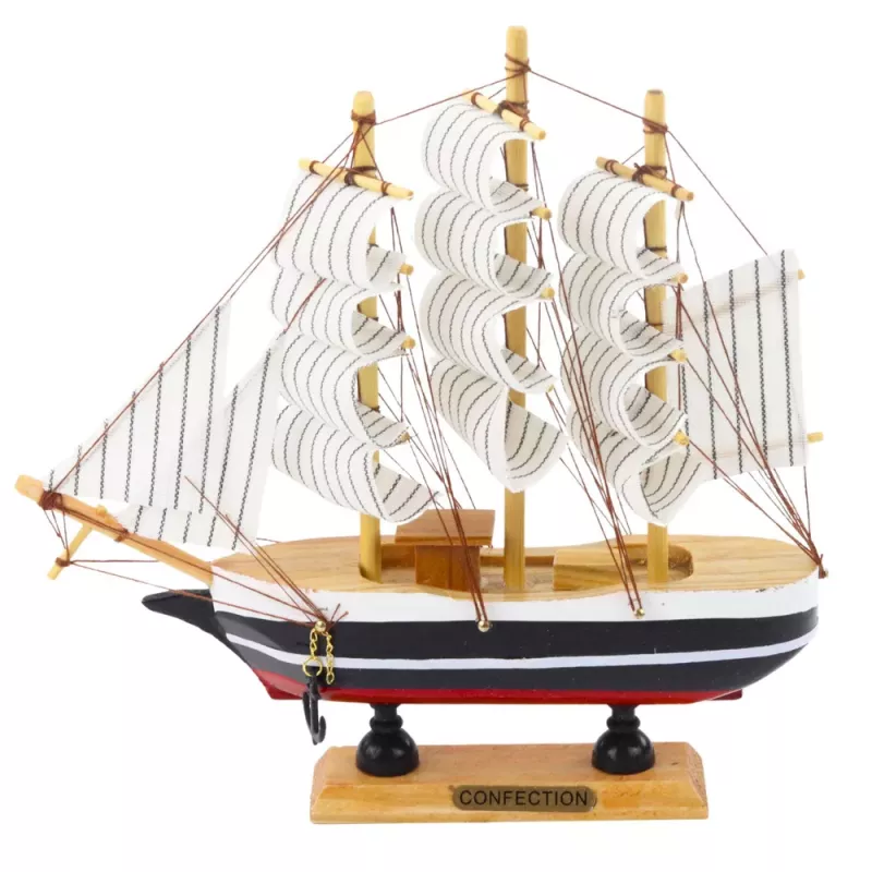 LEAN TOYS Kolekcionējams modelis Dekoratīvs burukuģis Melns un balts 21x21cm