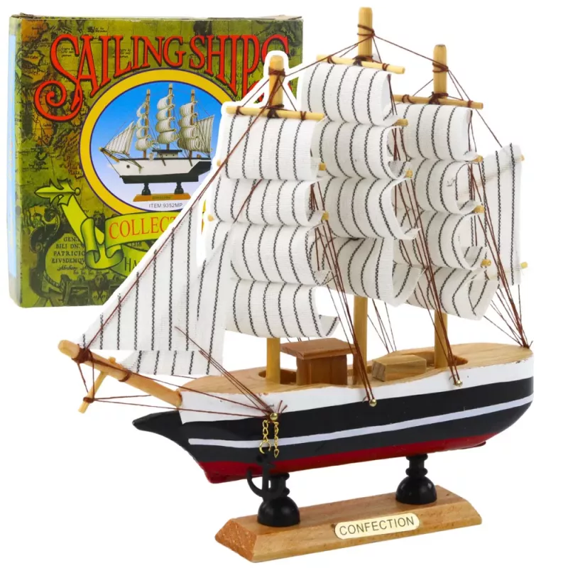 LEAN TOYS Kolekcionējams modelis Dekoratīvs burukuģis Melns un balts 21x21cm