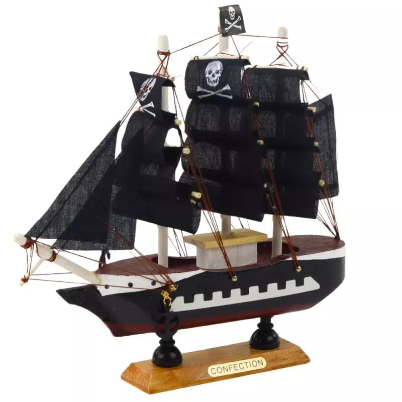 LEAN TOYS Kolekcionējams modelis Dekoratīvs pirātu burinieks Melns 20x20cm