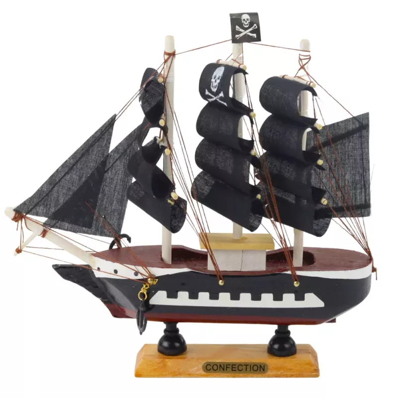 LEAN TOYS Kolekcionējams modelis Dekoratīvs pirātu burinieks Melns 20x20cm