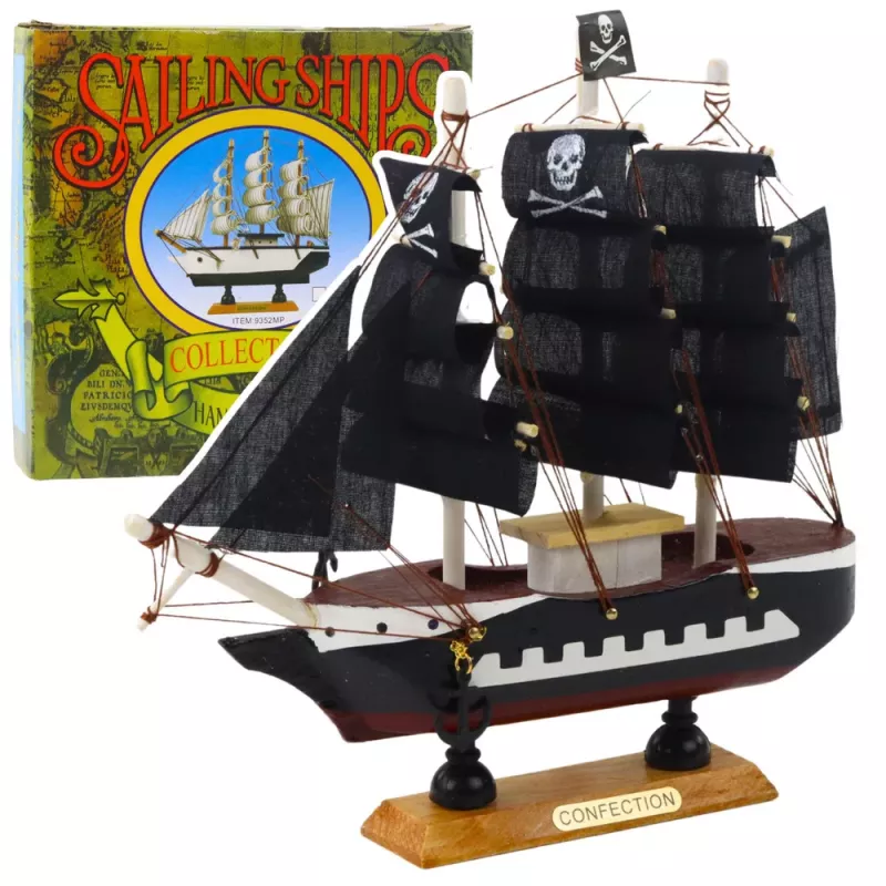 LEAN TOYS Kolekcionējams modelis Dekoratīvs pirātu burinieks Melns 20x20cm