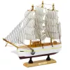 LEAN TOYS Collectible Model Decorative Three-Masted Sailing Ship White 24x23cm