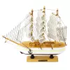 LEAN TOYS Collectible Model Decorative Three-Masted Sailing Ship White 24x23cm