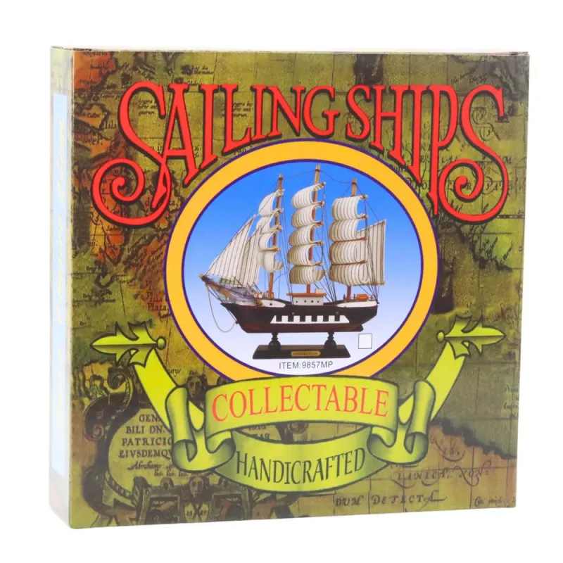 LEAN TOYS Collectible Model Decorative Three-Masted Sailing Ship White 24x23cm