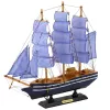 LEAN TOYS Kolekcionējams dekoratīvs burukuģa modelis balts un zils 33x31cm