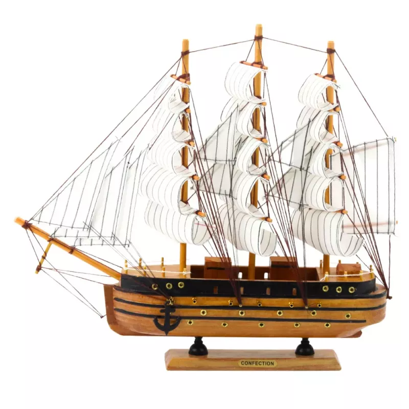 LEAN TOYS Kolekcionējams dekoratīvs trīsmastu burukuģa modelis balts 39x36cm