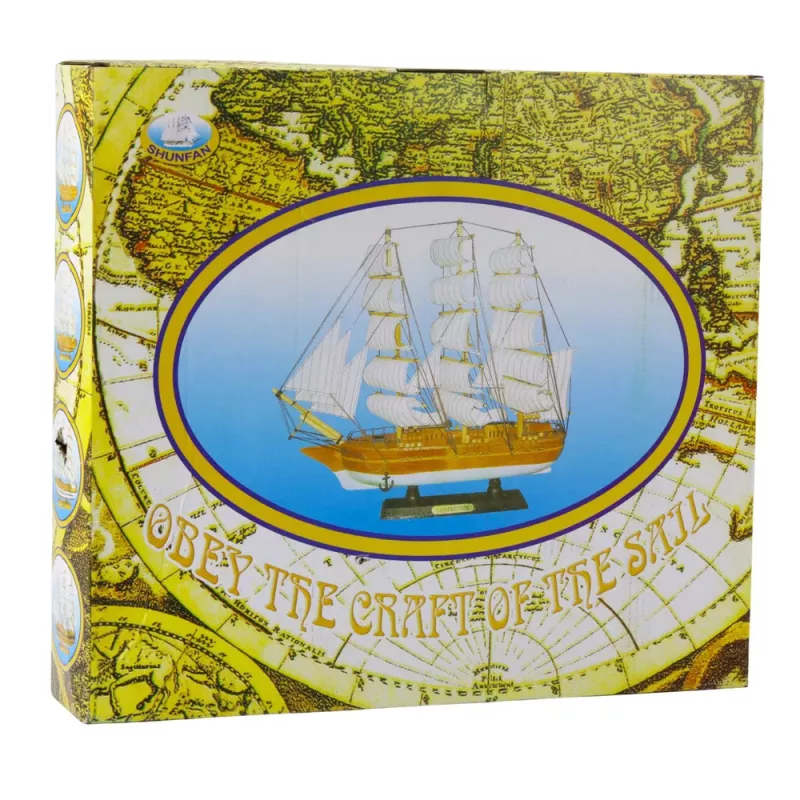 LEAN TOYS Kolekcionējams dekoratīvs trīsmastu burukuģa modelis balts 39x36cm