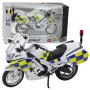 LEAN TOYS Policijas motocikls metāls gaismas skaņas balts 1:12