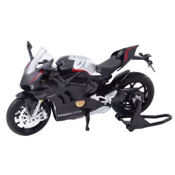 LEAN TOYS Sports Motorcycle Metal Lights Sounds Silver Elements Black V4 1:12