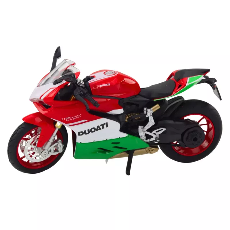 LEAN TOYS Sporta motocikls metāls sarkans zaļš gaismas skaņas 1:12