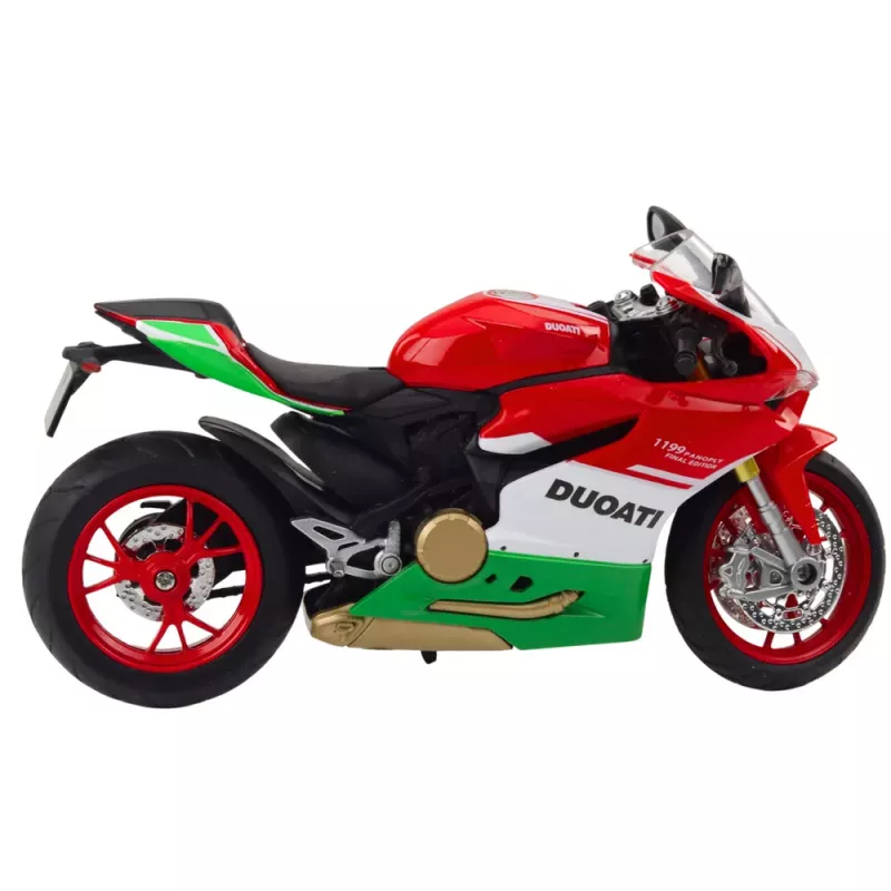 LEAN TOYS Sporta motocikls metāls sarkans zaļš gaismas skaņas 1:12