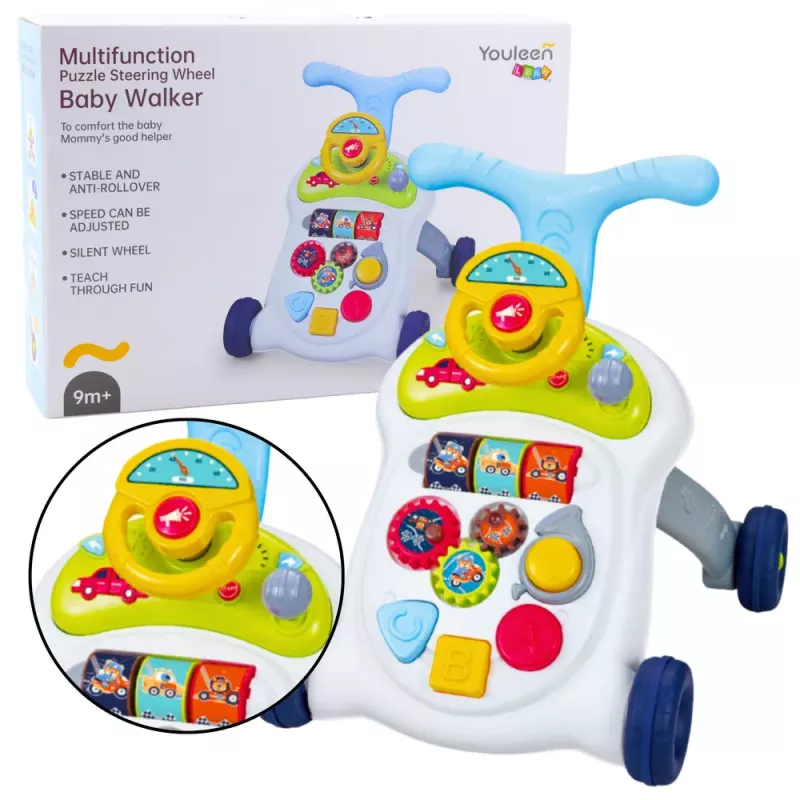 LEAN TOYS Interactive Walker Pusher Steering Wheel Lights Sounds