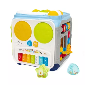 LEAN TOYS Multifunkcionāls izglītojošs kubs mazuļiem ar gaismām un skaņām