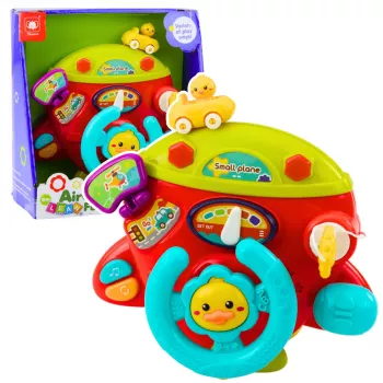 LEAN TOYS Interaktīvs lidmašīnas paneļa kabīnes komplekts Daudzfunkcionāls Mazais pilots Skaņas