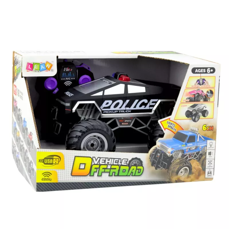 LEAN TOYS Off-Road RC Policijas Auto Ar Tālvadību Melns 1:16
