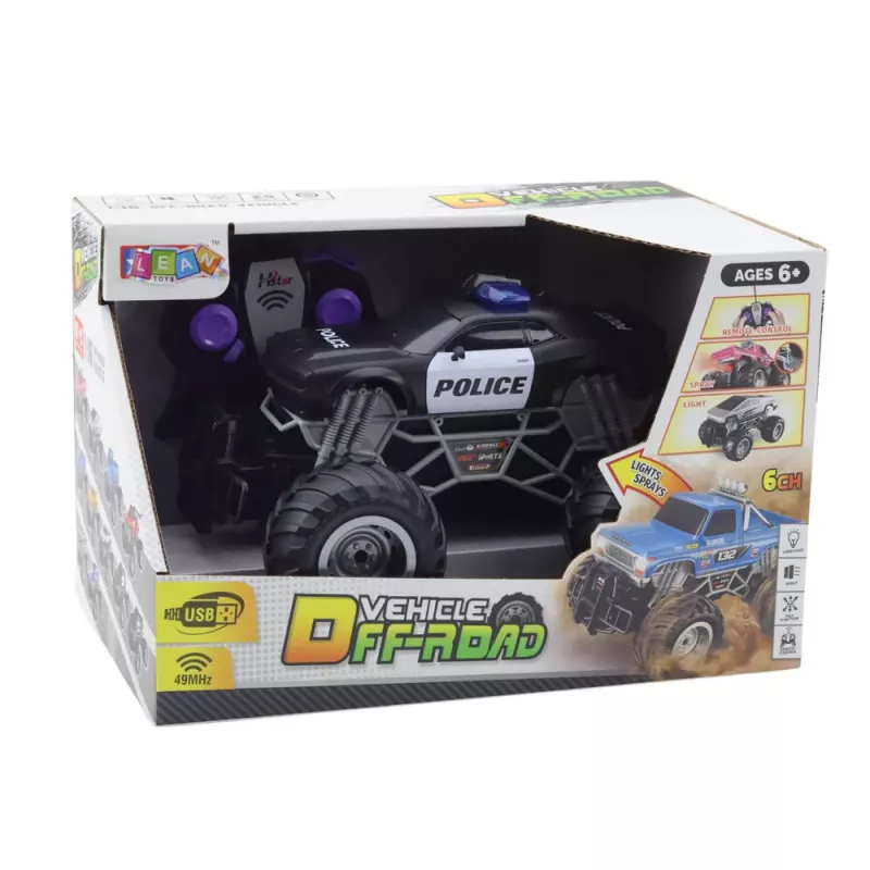 LEAN TOYS RC Policijas bezceļu transportlīdzeklis ar tālvadību 1:16 Gaismas Dūmi