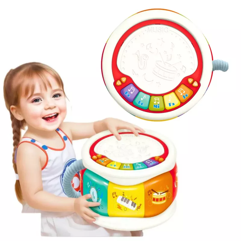LEAN TOYS Lielā interaktīvā izglītojošā bungas mazuļiem, krāsainas