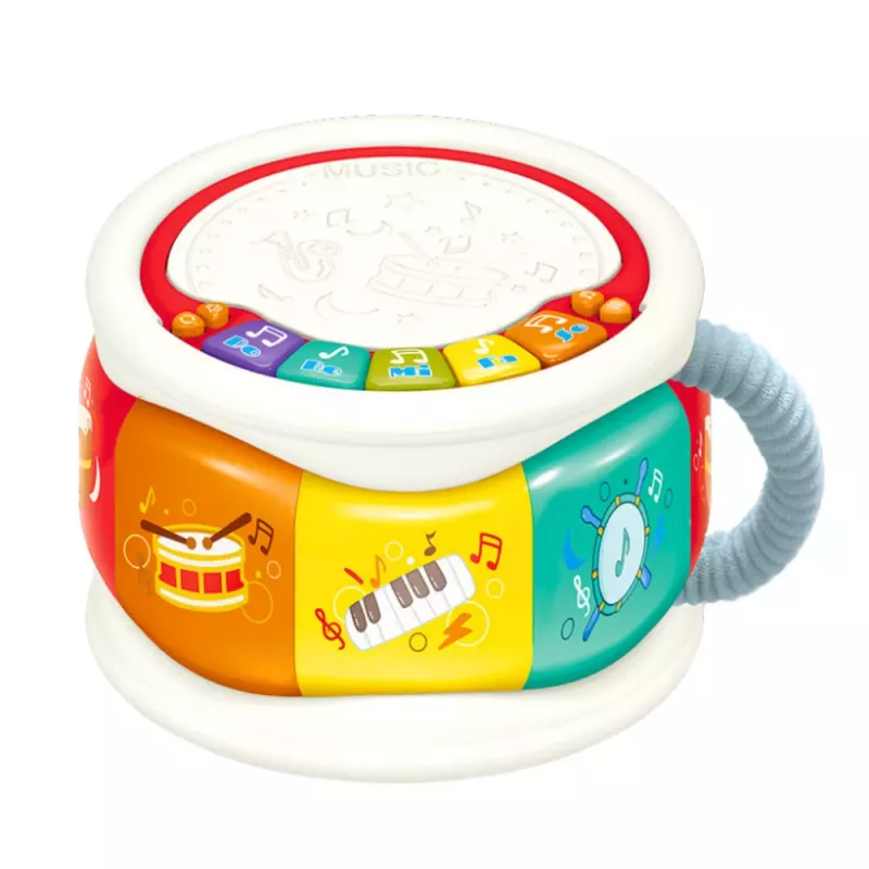 LEAN TOYS Lielā interaktīvā izglītojošā bungas mazuļiem, krāsainas