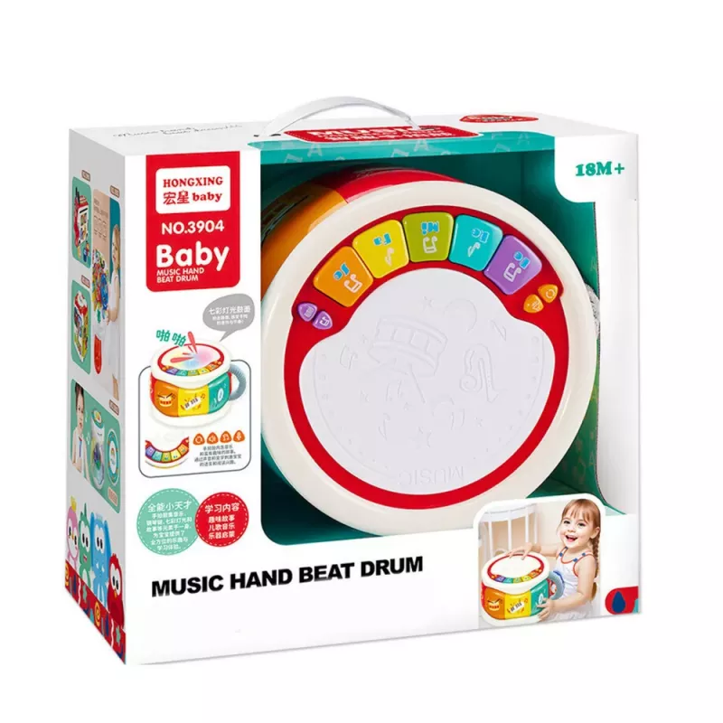 LEAN TOYS Lielā interaktīvā izglītojošā bungas mazuļiem, krāsainas