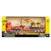 Huina 1:50 Die-Cast Metal Tow Truck with Trailer and Excavator - Orange