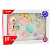 LEAN TOYS Maņu grabuļu un zobu šķiļamo komplekts mazuļiem Rozā 5gab