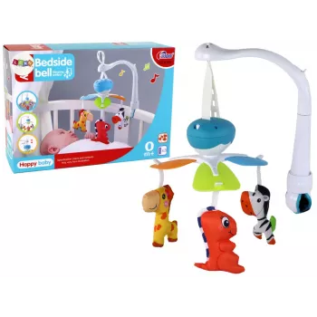 LEAN TOYS Ar bateriju darbināms gultiņas karuselis ar universāliem klipšu pakaramajiem, zils
