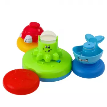 LEAN TOYS Interaktīvs vannas rotaļlietu komplekts Strūklakas dzīvnieku krūzes