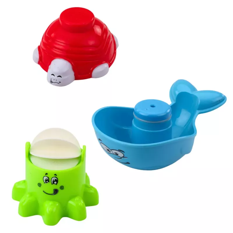 LEAN TOYS Interaktīvs vannas rotaļlietu komplekts Strūklakas dzīvnieku krūzes