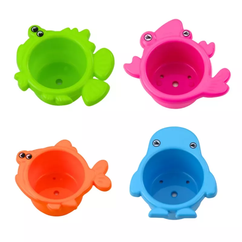 LEAN TOYS Interaktīvs vannas rotaļlietu komplekts Strūklakas dzīvnieku krūzes