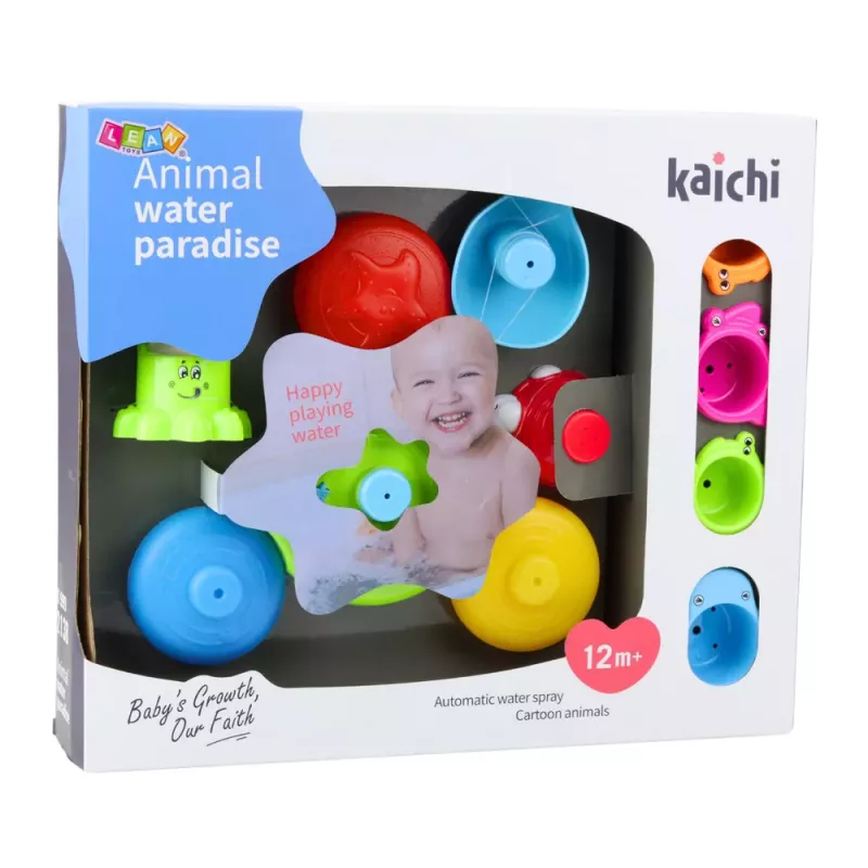 LEAN TOYS Interaktīvs vannas rotaļlietu komplekts Strūklakas dzīvnieku krūzes