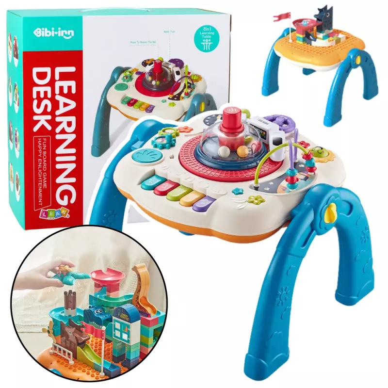 LEAN TOYS Izglītojošais galds Interaktīvā būvējamā virsma 2in1 Zils