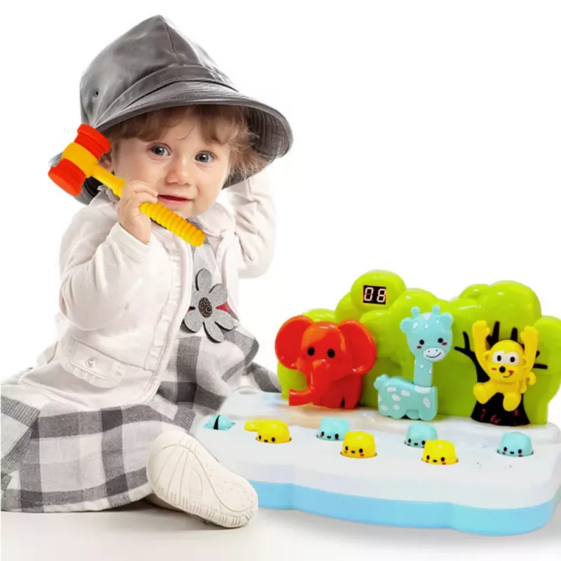 LEAN TOYS Whack-A-Mole Animals Skill Game Counter Hammer Color