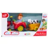 LEAN TOYS Interaktīvais zemnieka traktors ar piekabi, govs figūru, gaismām un skaņām
