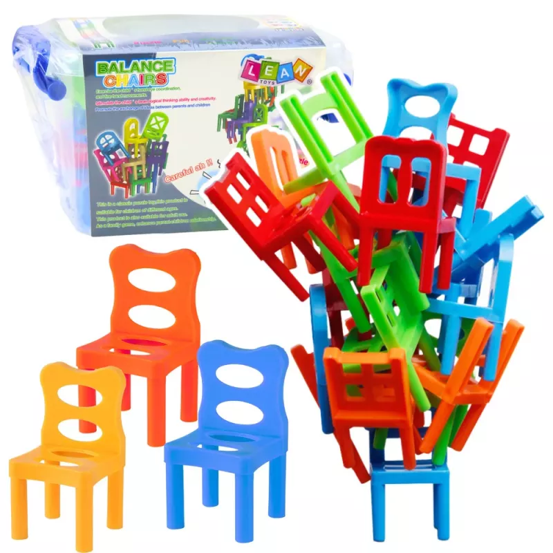 LEAN TOYS Falling Balance Chairs Arcade Game 36 Pieces Colorful