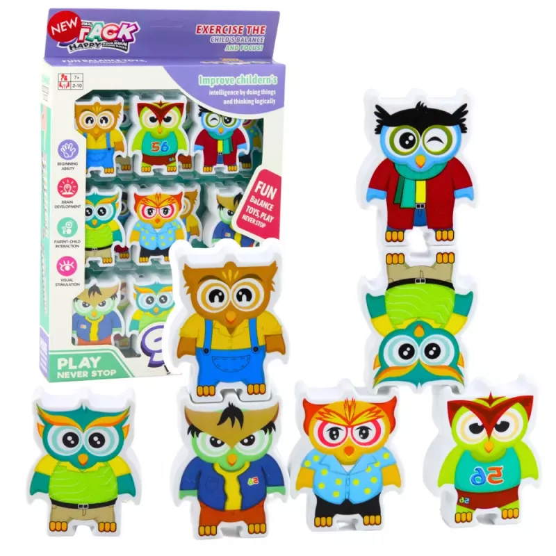 LEAN TOYS Izglītojoša spēle Pūces Arkādes Loģikas Puzle Domino 18 gab.
