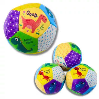 LEAN TOYS Mīksto bumbiņu komplekts ar dinozauriem, krāsains, 9 cm, 3 gab.