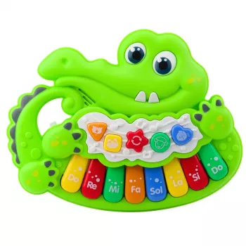 LEAN TOYS Interaktīvā bērnu pianīns ar gaismām, skaņām un dzīvnieku trokšņiem - Zaļš