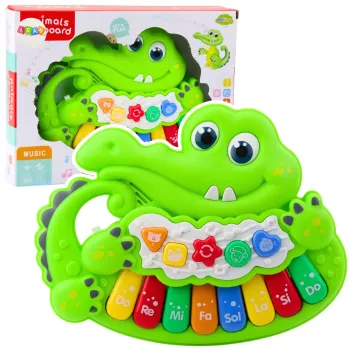 LEAN TOYS Interaktīvā bērnu pianīns ar gaismām, skaņām un dzīvnieku trokšņiem - Zaļš