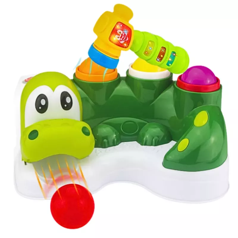 LEAN TOYS Arkādes spēle Bumbu sitējs Slīdošs āmurs Interaktīvs krokodils