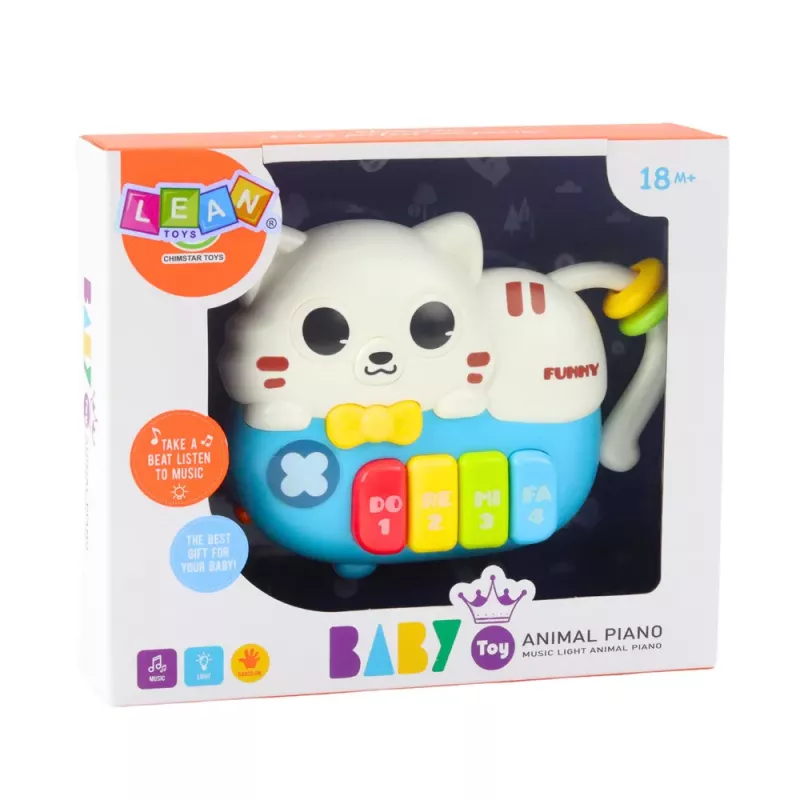 LEAN TOYS Mini klavieres mazuļiem Kaķēns Zils Gaismas Skaņas