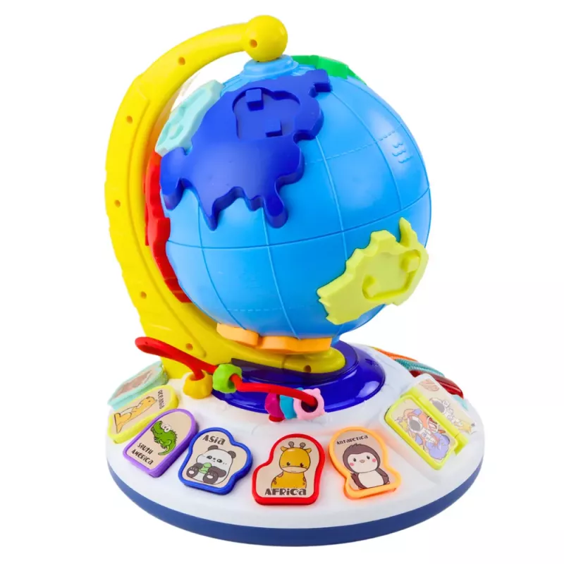 LEAN TOYS Interaktīvs izglītojošs muzikāls globuss mazuļiem Kontinenti Dzīvnieki