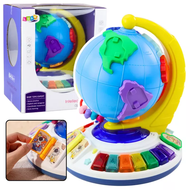 LEAN TOYS Interaktīvs izglītojošs muzikāls globuss mazuļiem Kontinenti Dzīvnieki