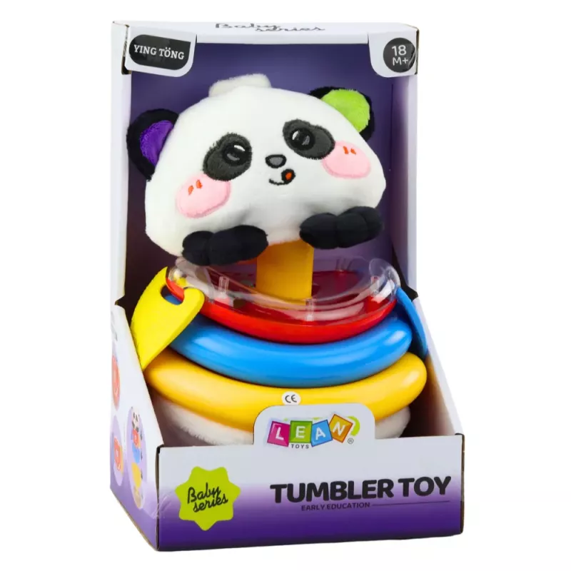 LEAN TOYS Sensoriskā rotaļlieta Tumbler Panda Piramīda Šūpojošie Zobušķi Grabulis