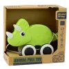 LEAN TOYS Dinosaur Pull String Toy Squeaker Eco Green