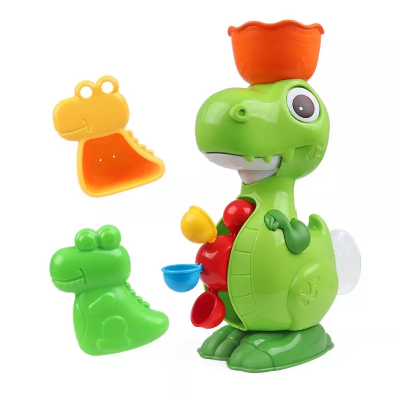 LEAN TOYS Vannas rotaļlietu komplekts Dinozaurs ar dzirnaviņu piederumiem 8 gab.