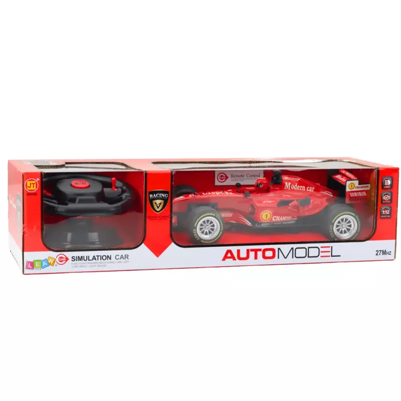 LEAN TOYS Ar vadāmu RC sacīkšu auto stūres rats Gaismas Skaņas 1:12 Sarkans