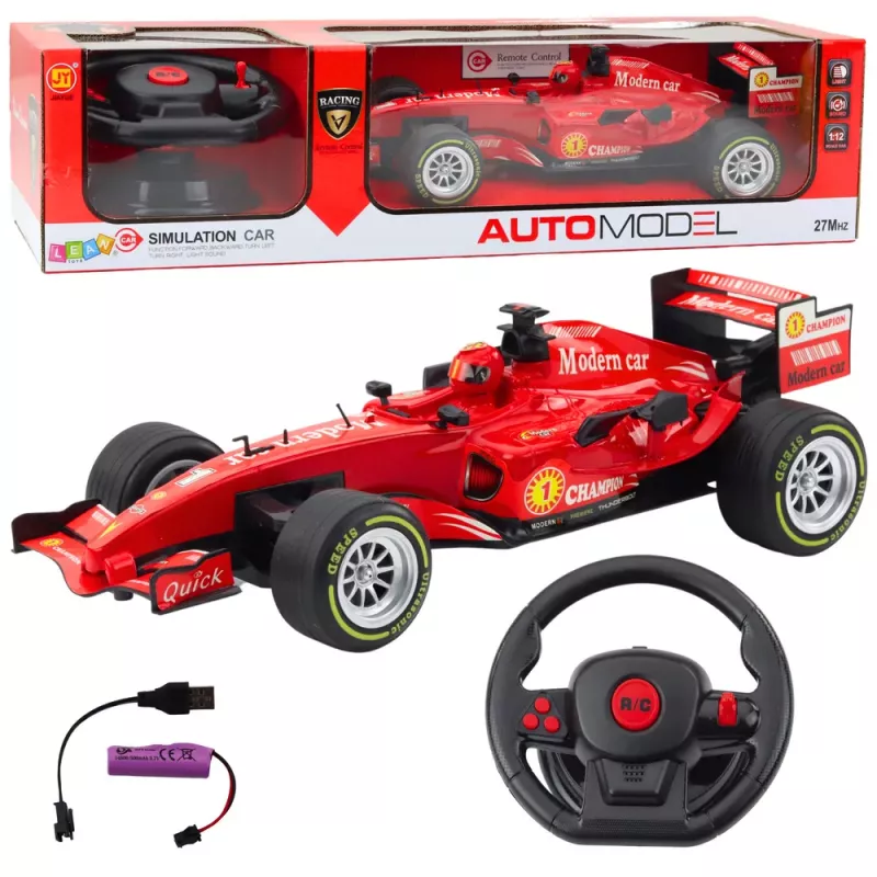 LEAN TOYS Ar vadāmu RC sacīkšu auto stūres rats Gaismas Skaņas 1:12 Sarkans